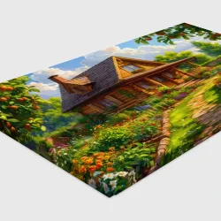 Холст прямоугольный Уютный домик в цветущем саду - фото 3