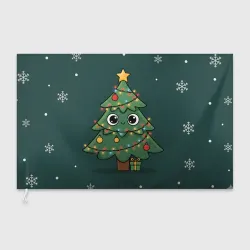 Флаг 3D Новогодняя елочка с огоньками
