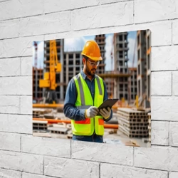 Холст прямоугольный Строитель на площадке: контроль работ - фото 2