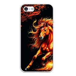 Чехол для iPhone 5/5S матовый Огненный конь в русской хохломе