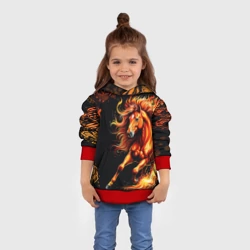 Детская толстовка 3D Огненный конь в русской хохломе - фото 2