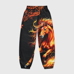 Женские джоггеры оверсайз 3D Огненный конь в русской хохломе