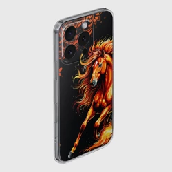 Чехол для iPhone 16 Pro Max силиконовый с защитой камеры Огненный конь в русской хохломе - фото 2