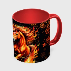 Кружка с полной запечаткой Огненный конь в русской хохломе