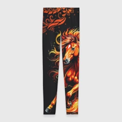 Леггинсы 3D Огненный конь в русской хохломе