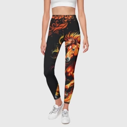 Леггинсы 3D Огненный конь в русской хохломе - фото 2