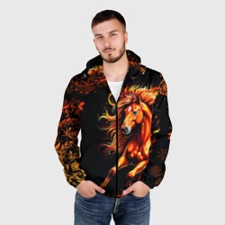 Мужская ветровка 3D Огненный конь в русской хохломе - фото 2