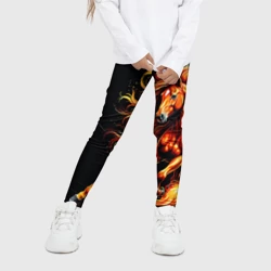 Детские леггинсы 3D Огненный конь в русской хохломе - фото 2