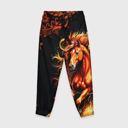 Детские брюки 3D Огненный конь в русской хохломе