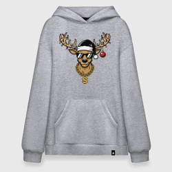 Худи SuperOversize хлопок Новогодний олень при деньгах