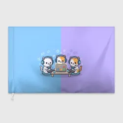 Флаг 3D Котики играют в приставку