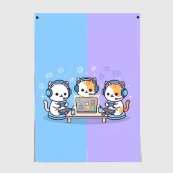 Постер Котики играют в приставку