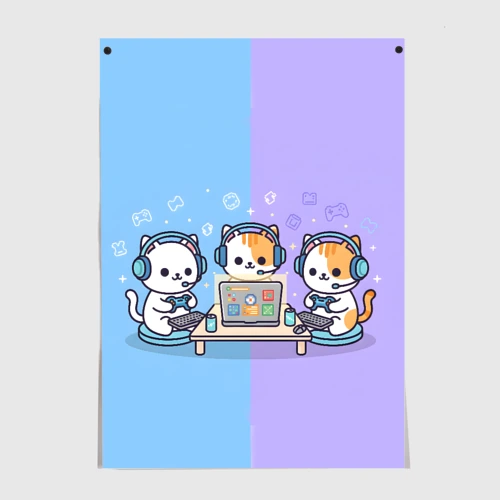Постер Котики играют в приставку