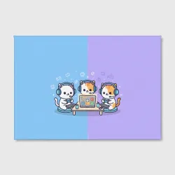 Холст прямоугольный Котики играют в приставку - фото 2
