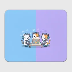 Прямоугольный коврик для мышки Котики играют в приставку