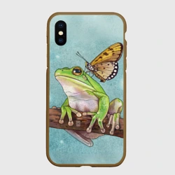 Чехол для iPhone XS Max матовый Лягушка и бабочка
