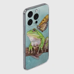 Чехол для iPhone 16 Pro Max силиконовый с защитой камеры Лягушка и бабочка - фото 2