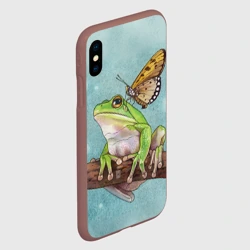Чехол для iPhone XS Max матовый Лягушка и бабочка - фото 2