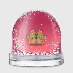 Игрушка Снежный шар Новогодние капибары в караоке