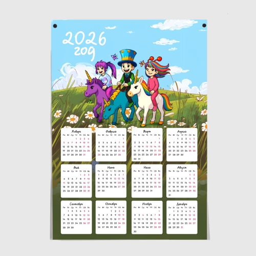 Папа и дочки на единорогах