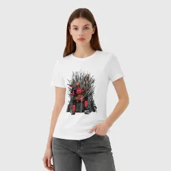 Женская футболка хлопок Deadpool throne - фото 2