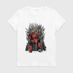 Женская футболка хлопок Deadpool throne