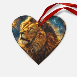 Деревянная игрушка Сердце Лев под звездным небом