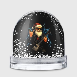 Игрушка Снежный шар Крутой дед мороз рокер с гитарой