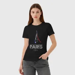 Женская футболка хлопок Paris i love - фото 2