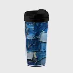 Термокружка-непроливайка Denim patchwork - ai art fantasy