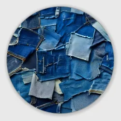 Круглый коврик для мышки Denim patchwork - ai art fantasy