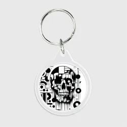Брелок круглый Abstract geometric skull ai art fantasy