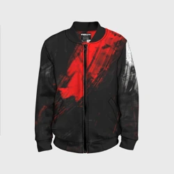 Детский бомбер 3D Чёрная и красная абстракция