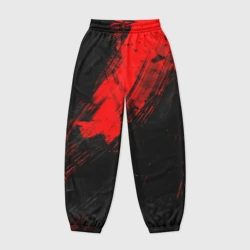 Женские джоггеры оверсайз 3D Чёрная и красная абстракция