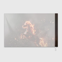 Флаг 3D Огненная лошадь на черном фоне - фото 2