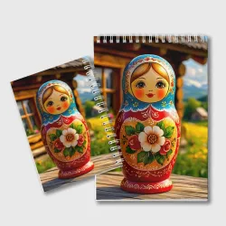 Блокнот Матрёшка на фоне русской избы - фото 2