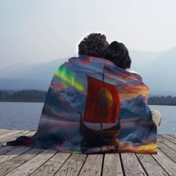 Плед 3D Драккар у сияющего фьорда - фото 2