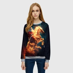 Женский свитшот 3D Санта на огненной лошади - фото 2