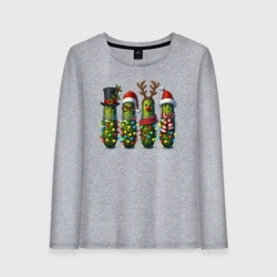 Женский лонгслив хлопок Новогодние огурчики