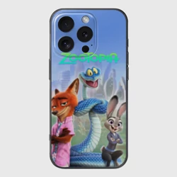 Чехол для iPhone 16 Pro силиконовый с защитой камеры Zootopia