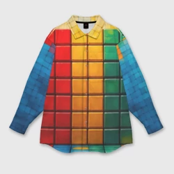 Женская рубашка oversize 3D Кубическая симфония
