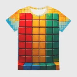 Женская футболка 3D Кубическая симфония
