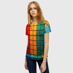 Женская футболка 3D Кубическая симфония - фото 2