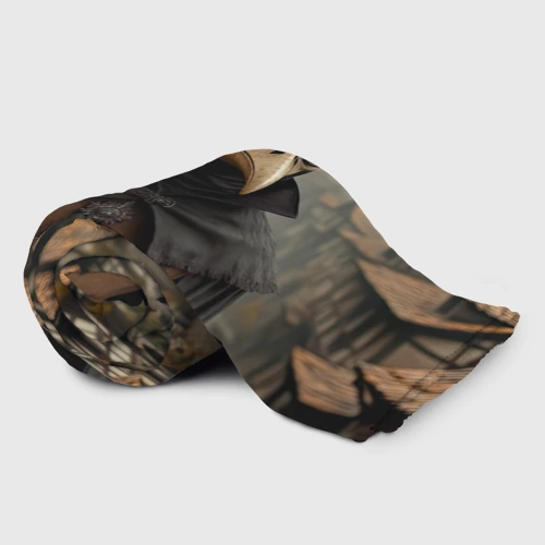 Плед 3D с принтом Чумный доктор на улочках Средневековья, фото на моделе #1