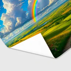 Бумага для упаковки 3D Радуга над цветущими лугами - фото 2