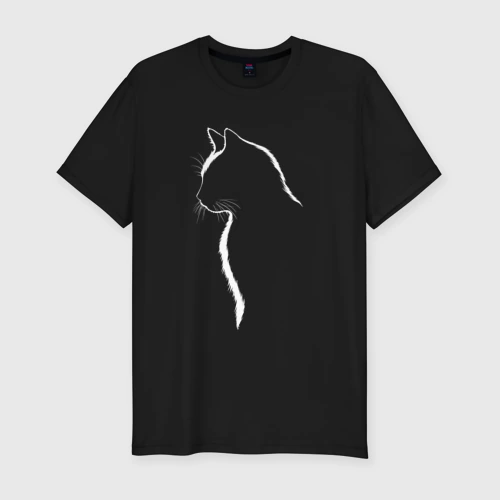 Мужская футболка хлопок Slim Чёрный кот силуэт