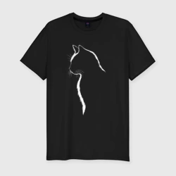 Мужская футболка хлопок Slim Чёрный кот силуэт