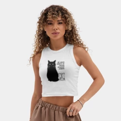 Женская укороченная майка-топ хлопок Бегемот и примус - фото 2