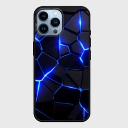 Чехол для iPhone 14 Pro Max Синие разломы Cyberpunk