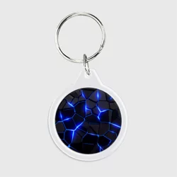 Брелок круглый Синие разломы Cyberpunk